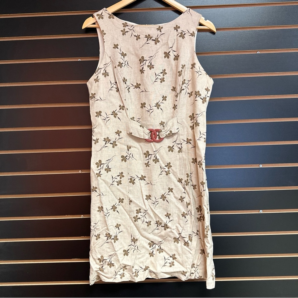 CDC Cream Rayon Linen Mini Dress Sleeveless Scoop Neck